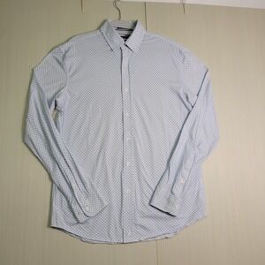 Buttercloth Icy Cotton‎ Shirt Mens Medium Blue Geometric Flip Cuff Regular Fit